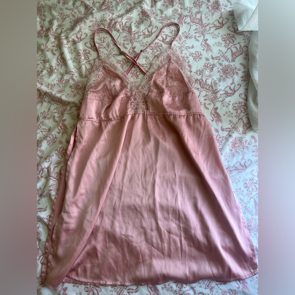Pink pajama slip dress